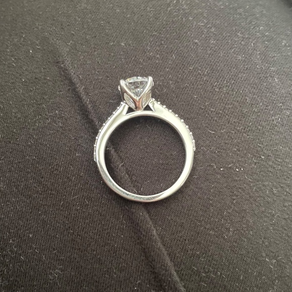 14K Gold Moissanite Rings 2ct Round Moissanite Engagement Ring 14K White Gold 2 - Picture 2 of 4